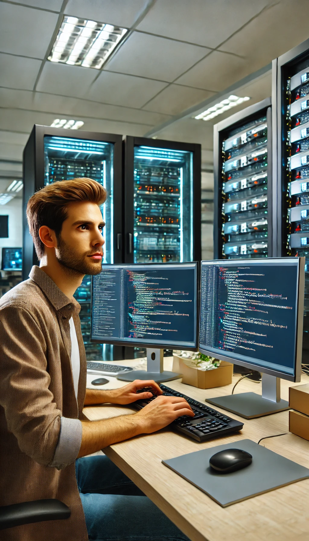 Barber 1 young man with beard smiling and wearing a  brown shirt